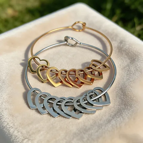 Minimalistischer Edelstahl Offener Herz Armreif Gold Silber Beschichtet Mehrere Herz Anhänger Verstellbarer Modeschmuck Geschenk