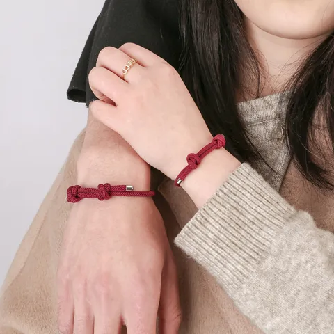 Edelstahl Rundes Etikett Geflochtenes Seil Paar Armband Gravierbare Leere Scheibe Charme Handseil Für Damen Herren Schmuck
