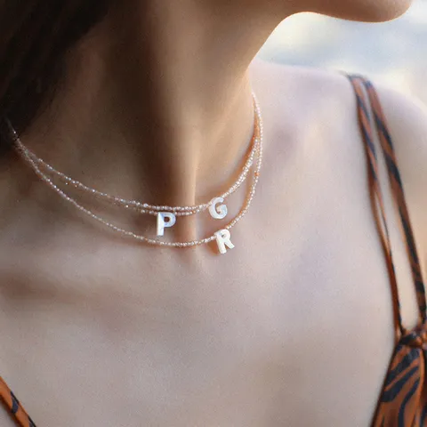 Boheemse Schelp Letter Hanger Halsketting Kunstmatig Kristal Kralen Sleutelbeenketting Mode Sieraden Cadeau Voor Vrouwen
