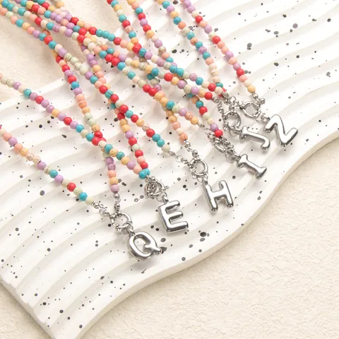 Minimalistische Edelstahl Englischer Buchstabe Anhänger Halskette Für Damen Gold Und Stahlfarbe Böhmische Modeschmuck
