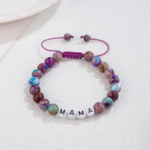 Naturstein Perlen Geflochtenes Armband Muttertag Geschenk Zebra Jaspis Mondstein Verstellbar Handgemacht Schmuck Für Damen