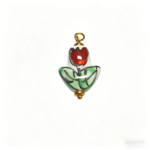 Ciondolo Tulipano in Ceramica Fatto a Mano Ciondolo Fiore Smalto Colorato Per Creazione di Gioielli DIY Collana Accessori