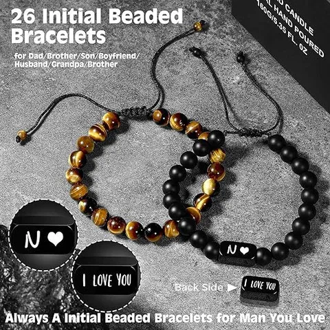 Minimalistisch Tigerauge Stein Matt Schwarz Perlenarmband Edelstahl Verstellbar Gewebtes Seil Armband Für Damen Herren