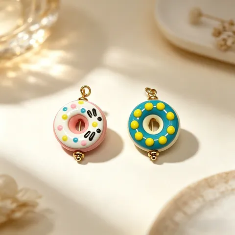 Süße Emaille Donut Charms Für Schmuckherstellung DIY Handgefertigte Halskette Armband Niedliche Lebensmittel Muster Anhänger Zubehör