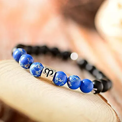 Naturstein Mattierte Perle Tierkreis Paar Armband Türkis Schwarzer Stein Perlenarmband Legierung Anhänger Schmuck Geschenk Für Damen Herren