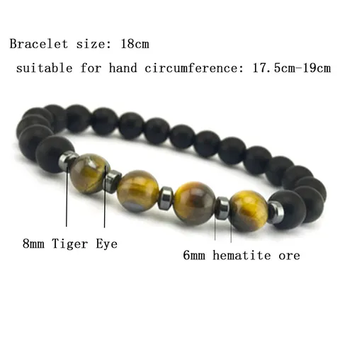 Herren Naturstein Magnetarmband Matte Schwarze Perlen Tigerauge Perlenarmbänder Mode Herren Schmuck Geschenk