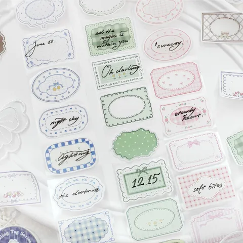 Light Vintage Washi Paper PET Tape Healing Tag Series Decorative Frame Pattern Stationery For Scrapbooking DIY Crafts Journal Supplies