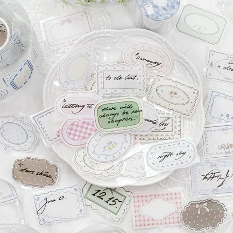 Light Vintage Washi Paper PET Tape Healing Tag Series Decorative Frame Pattern Stationery For Scrapbooking DIY Crafts Journal Supplies