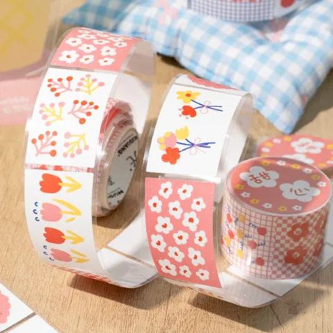 Ruban Washi Série Été Floral en Papier Synthétique Givré Ruban de Masquage Décoratif Découpé pour Matériel de Journalisation Scrapbooking DIY