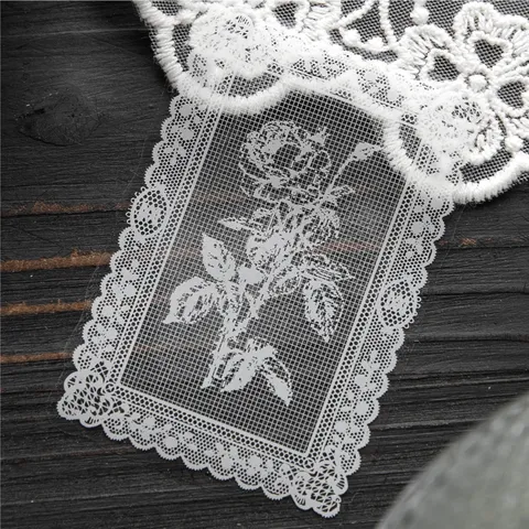 Yanji PET Decorative Tape Pixel Rosette Series White Lace Pattern Vintage DIY Scrapbooking Material Journaling Stickers Roll