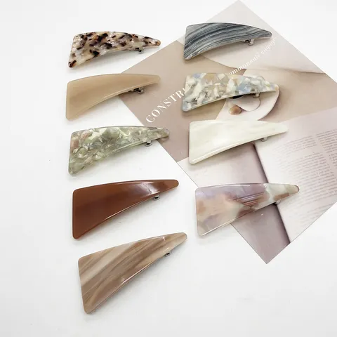 New Marble Pattern Resin Spring Hair Clip Fashion Minimalist Geometric Triangle Ponytail Clip Resin Hair Accessory For Women