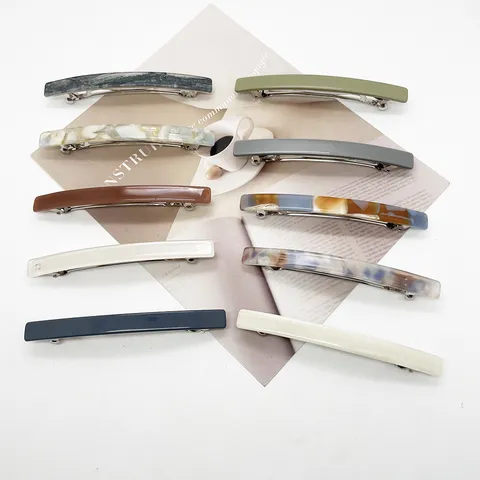 Minimalist Resin Rectangular Spring Hair Clip For Women Korean Style Marble Texture Geometric Barrette Hair Accessories