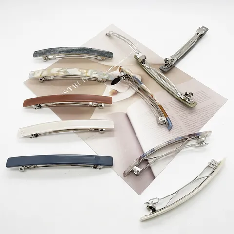 Minimalist Resin Rectangular Spring Hair Clip For Women Korean Style Marble Texture Geometric Barrette Hair Accessories