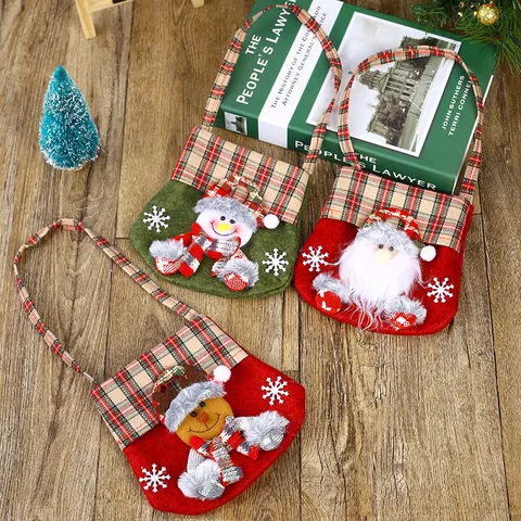 Non-Woven Christmas Gift Bag Santa Snowman Reindeer Cartoon Handbag Candy Apple Pouch Xmas Party Holiday Decoration