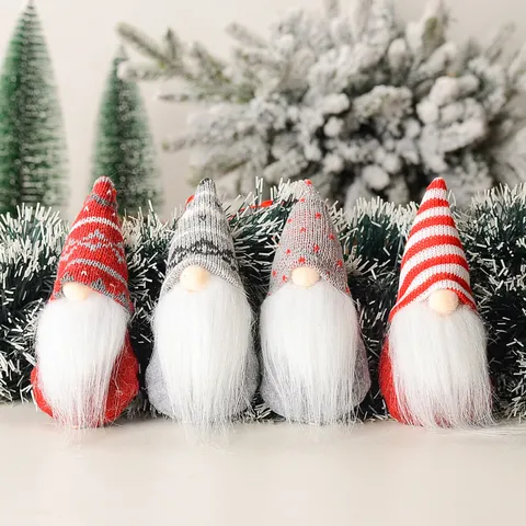 Christmas Gnome Hanging Ornaments Knitted Faceless Old Man Tree Pendant Holiday Home Party Decor Supplies