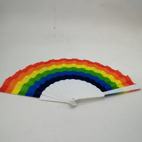 Regenbogen Fächer Kunststoffknochen Oxford-Stoff Handfächer Bunt Gestreift Sommer Kühlender Fächer Geschenk Party Dekor