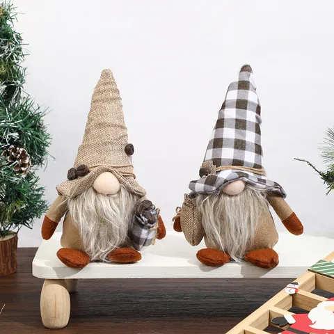 Christmas Coffee Gnome Plush Toy Faceless Doll Rudolf Figurine Coffee Bean Home Table Decor Holiday Ornament