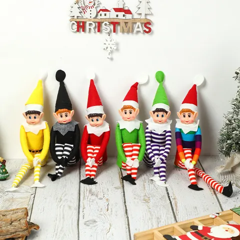 Christmas Long Legged Elf Plush Doll Toy Cute Stuffed Holiday Figurine Shopping Mall Window Display Home Decoration