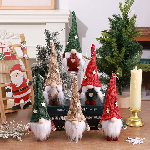 Christmas Faceless Old Man Gnome Doll Knitted Hat Tree Hanging Ornament Holiday Home Desktop Decor Gift