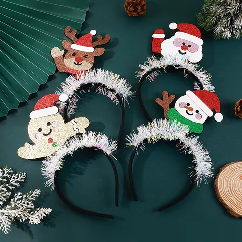 Christmas Party Glasses Headband Set Santa Snowman Reindeer Glitter Xmas Dress Up Photo Props Festive Supplies