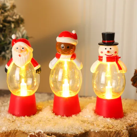 Navidad Papá Noel Muñeco de Nieve Hombre de Jengibre Luz Nocturna LED Fiesta Festiva Decorativa Luz Ambiental Plástico Adorno de Escritorio Regalo
