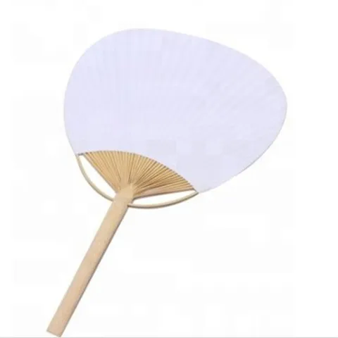 Blanco Runder Handfächer Bambusgriff Papier Handfächer Japanischer Stil DIY Malerei Fächer Sommerkühlung Heimdekoration