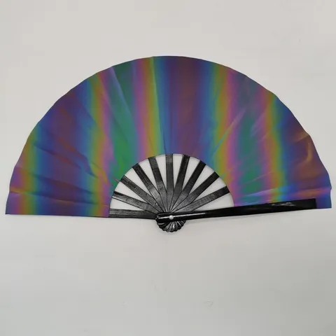 Reflektierender Faltbarer Kung Fu Fächer Bambus Knochen Holografischer Laser Handfächer Für Performance Party Tanzen Festival