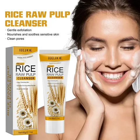 Rice Raw Pulp Facial Cleanser Deep Pore Cleaning Gentle Nourishing Moisturizing Face Wash For Skincare
