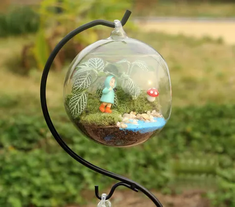 Minimalistischer Eisen Pflanzenständer S-Förmige Hängehalterung Metallhalter Für Glas Terrarium Heim Tisch Deko