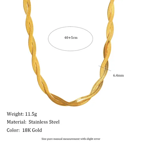 Stainless Steel Herringbone Necklace For Women 18K Gold Plated Braided Fishbone Blade Chain Bracelet Minimalist Clavicle Jewelry
