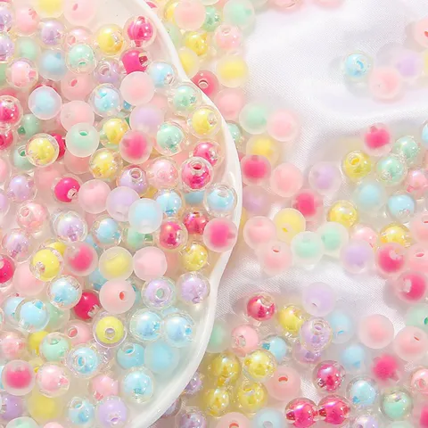 8mm 10mm Acrílico Cuenta En Cuenta Cuentas Sueltas Colores Macarrón DIY Llavero Cadena Teléfono Joyería Hecha a Mano Accesorios