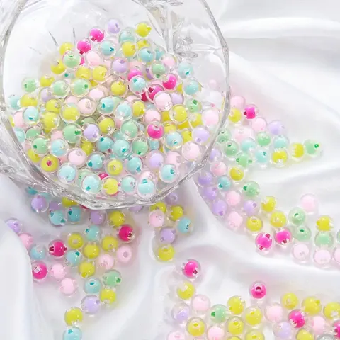 8mm 10mm Acrílico Cuenta En Cuenta Cuentas Sueltas Colores Macarrón DIY Llavero Cadena Teléfono Joyería Hecha a Mano Accesorios