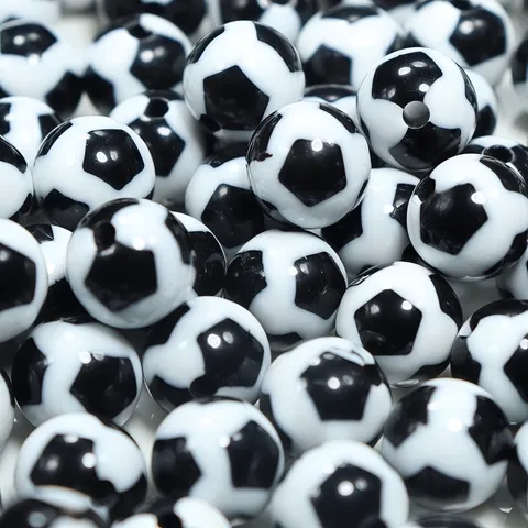 Football Soccer Shape Acrylic Loose Beads For DIY Jewelry Making Children Handmade Craft Beading Sports Theme Accessories