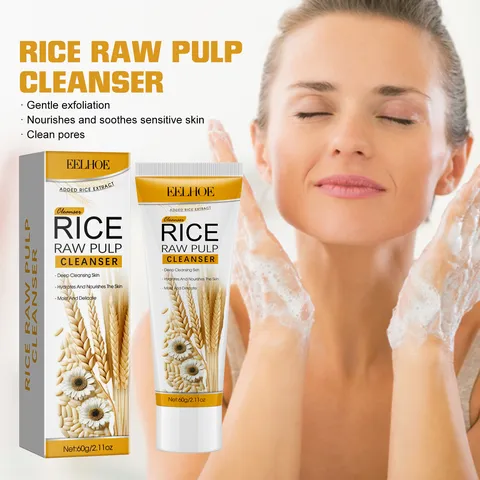 Rice Raw Pulp Facial Cleanser Deep Pore Cleaning Gentle Nourishing Moisturizing Face Wash For Skincare