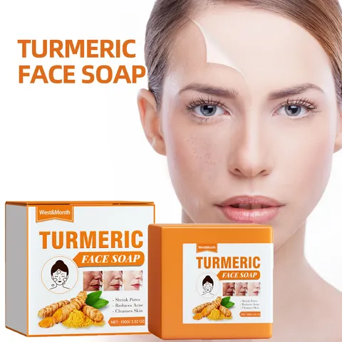 Savon Nettoyant Visage au Curcuma Nettoyage en Profondeur Soin Nourrissant Fait Main Pour Visage Corps Soin Quotidien Ingrédients Naturels