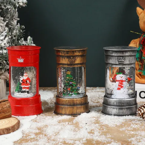 Kerst Lichtgevend Nachtlampje Watergeïnjecteerde Glitter Windlamp Olievat Ornament Feest Huisdecoratie