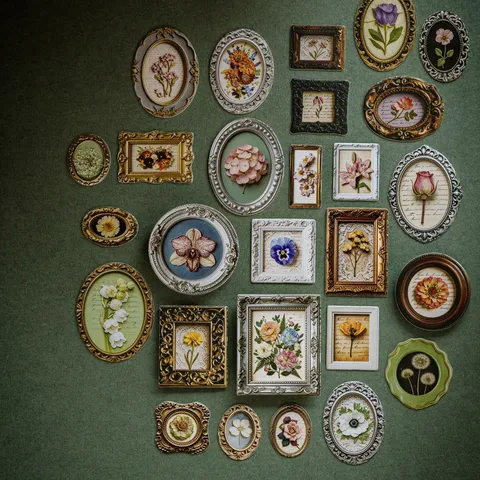 Vintage 3D Embossed Natural Museum Scrapbooking Decorative Paper Stickers Retro Photo Frame Flower Mushroom Butterfly Journal Material Sticker For DIY Stationery Craft