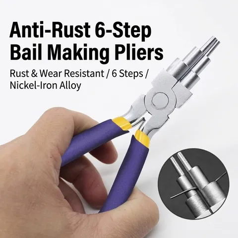 Professional Nickel-Iron Alloy 6-Step Round Nose Pliers And Nylon Jaw Flat Pliers Jewelry Tools For DIY Wire Wrapping
