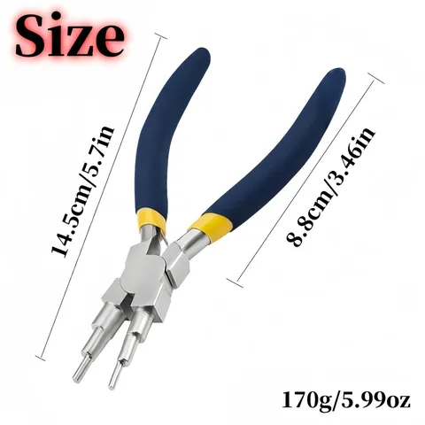 Professional Nickel-Iron Alloy 6-Step Round Nose Pliers And Nylon Jaw Flat Pliers Jewelry Tools For DIY Wire Wrapping