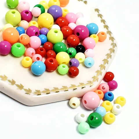 Cuentas de Acrílico de Color Sólido Redondas Sueltas Espaciadoras para DIY Pulsera Cadena de Teléfono Creación de Joyas Artesanía