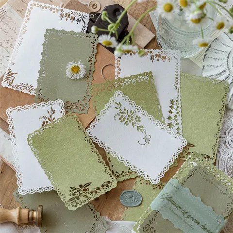 Hollow Lace Decorative Material Paper For DIY Scrapbooking Journaling Supplies Retro Floral Star Moon Pattern Craft Paper Ten Sheets Per Pack