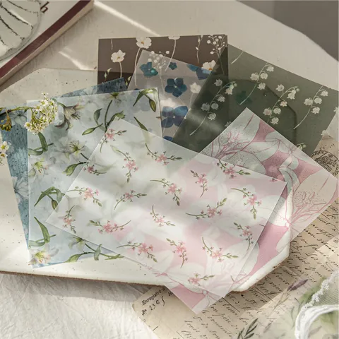 Vintage Vellum Scrapbook Paper Komachi Flower Garden Series Floral Decorative Material Paper For DIY Journaling Hand Account