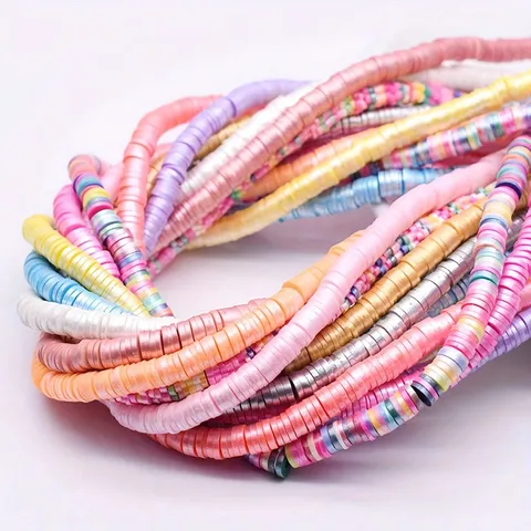 Cuentas Heishi de Arcilla Polimérica Color AB Cuentas Espaciadoras Sueltas para Fabricación de Joyas Pulseras Collares Accesorio de Artesanía