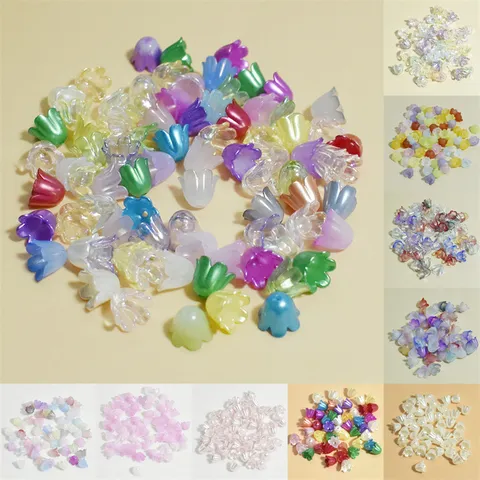Acrylic Flower Loose Beads Mix Colors Pearlescent AB Color Matte Lily Valley Beads For DIY Bracelet Earring Craft Making Findings Jewelry Supplies