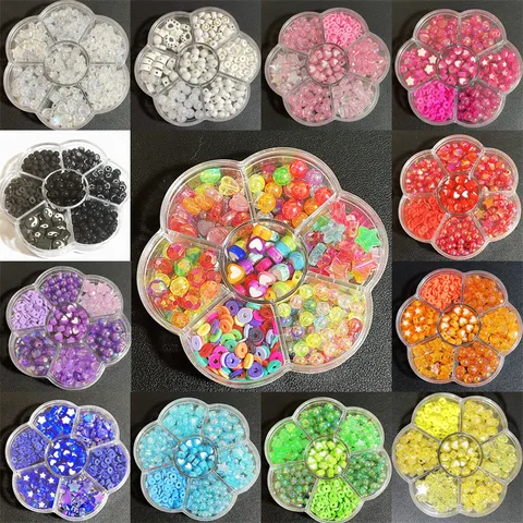 Cuentas de Acrílico Corazón Estrella Redonda para Fabricación de Joyas DIY Color AB Estilo Mixto Formas Surtidas Caja Flor