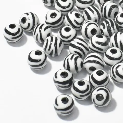 Zebra Stripe Acrylic Beads Multicolor Round Spacer Beads For Kids Jewelry Making DIY Handmade Bracelet Necklace Accessories