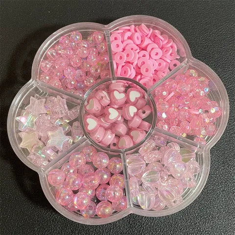 Cuentas de Acrílico Corazón Estrella Redonda para Fabricación de Joyas DIY Color AB Estilo Mixto Formas Surtidas Caja Flor