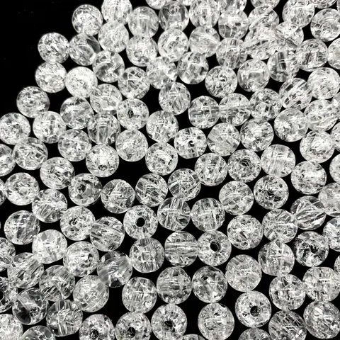 Acrylic Crackle Loose Beads Round Clear Transparent Ice Textured Spacer Beads For DIY Bracelet Necklace Earring Jewelry Making Accessory Craft Supplies