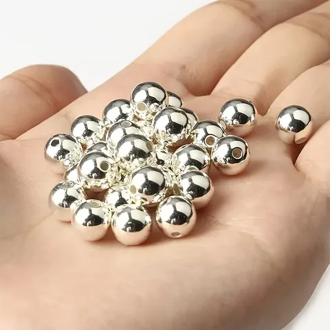Cuentas Redondas de Acrílico Galvanizado para Fabricación de Pulseras y Collares DIY Fornituras de Joyería Cuentas Sueltas Colores Mezclados Oro Plata