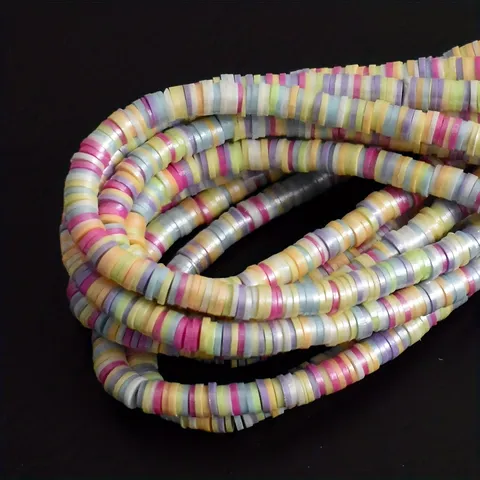 Cuentas Heishi de Arcilla Polimérica Color AB Cuentas Espaciadoras Sueltas para Fabricación de Joyas Pulseras Collares Accesorio de Artesanía